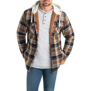 Legendary Whitetails Men's Camp Night Berber Lined Hooded Flannel Shirt Jacket